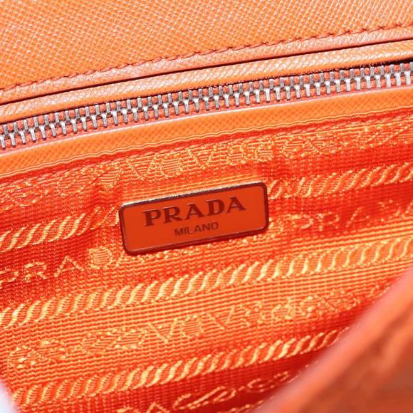 PRADA Chain Quilted Shoulder Bag Nylon Orange Silver Auth 104331 - Picture 16 of 16